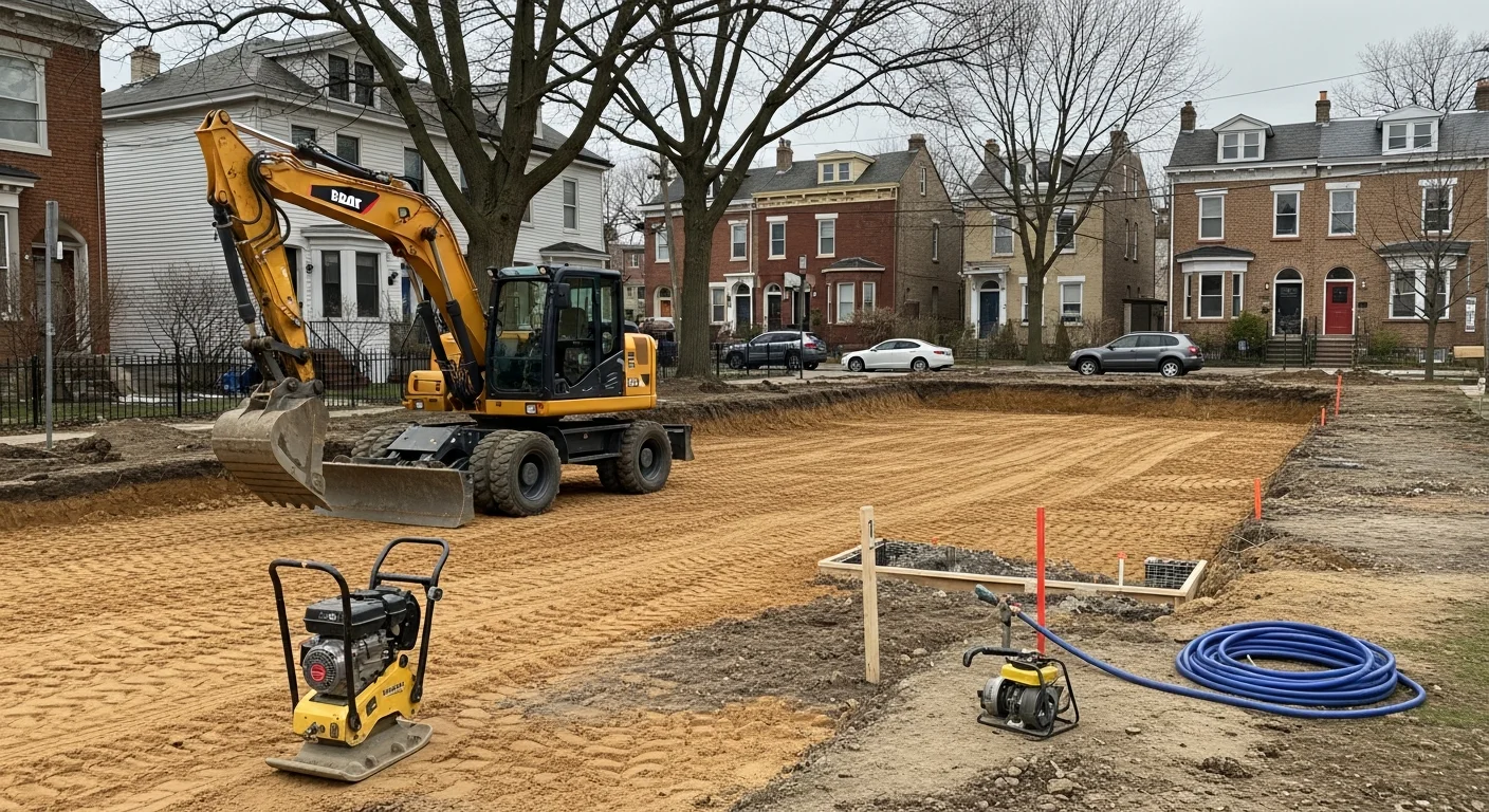Excavation equipment working on a Baltimore property