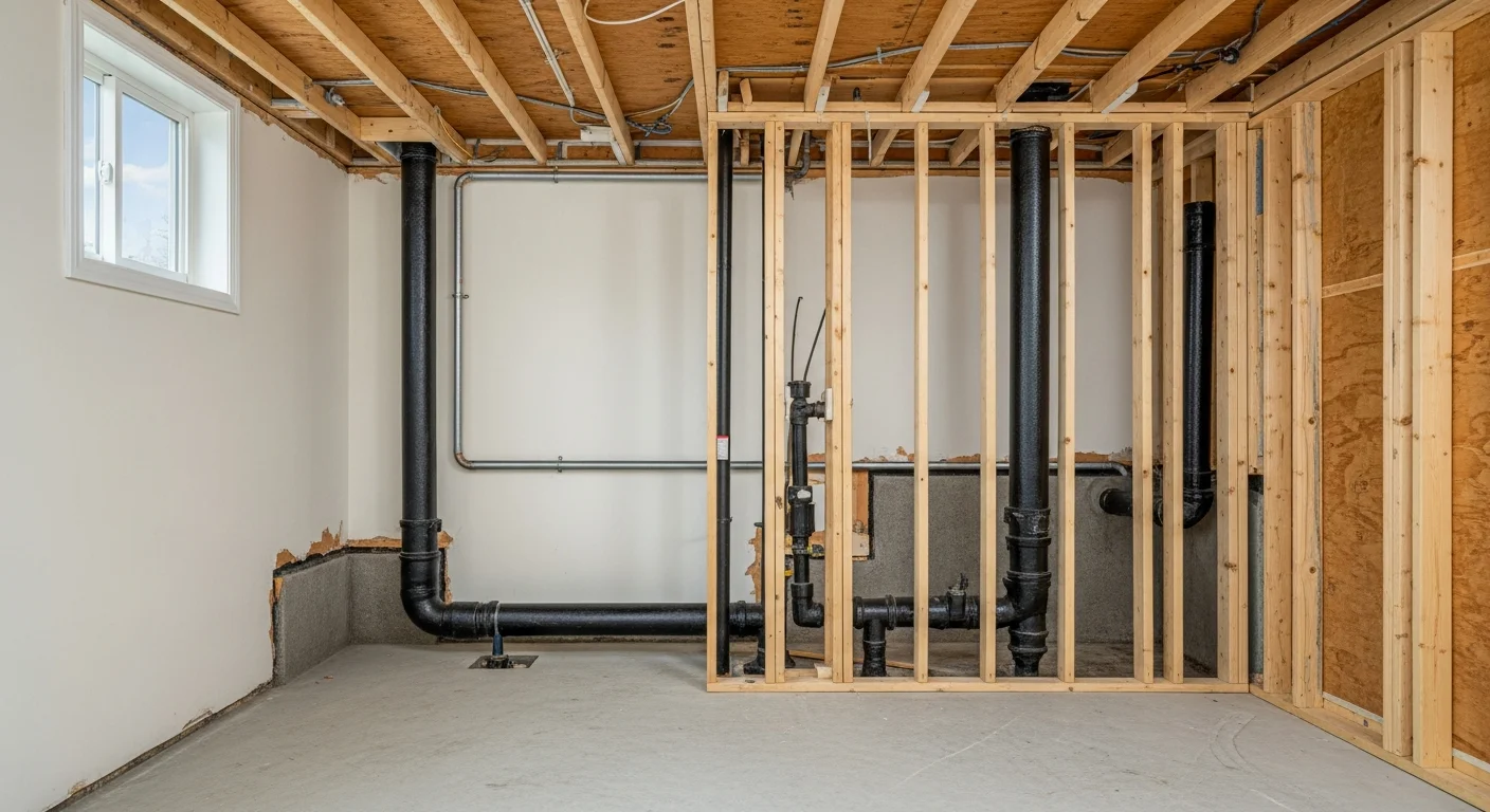 Basement waterproofing installation in Baltimore