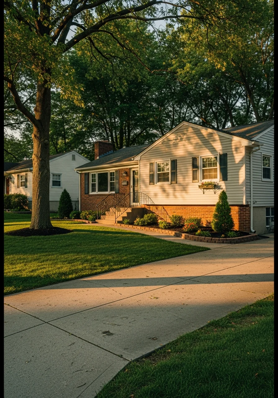 Front exterior of a well-maintained Glen Burnie ranch-style home with landscaping.
