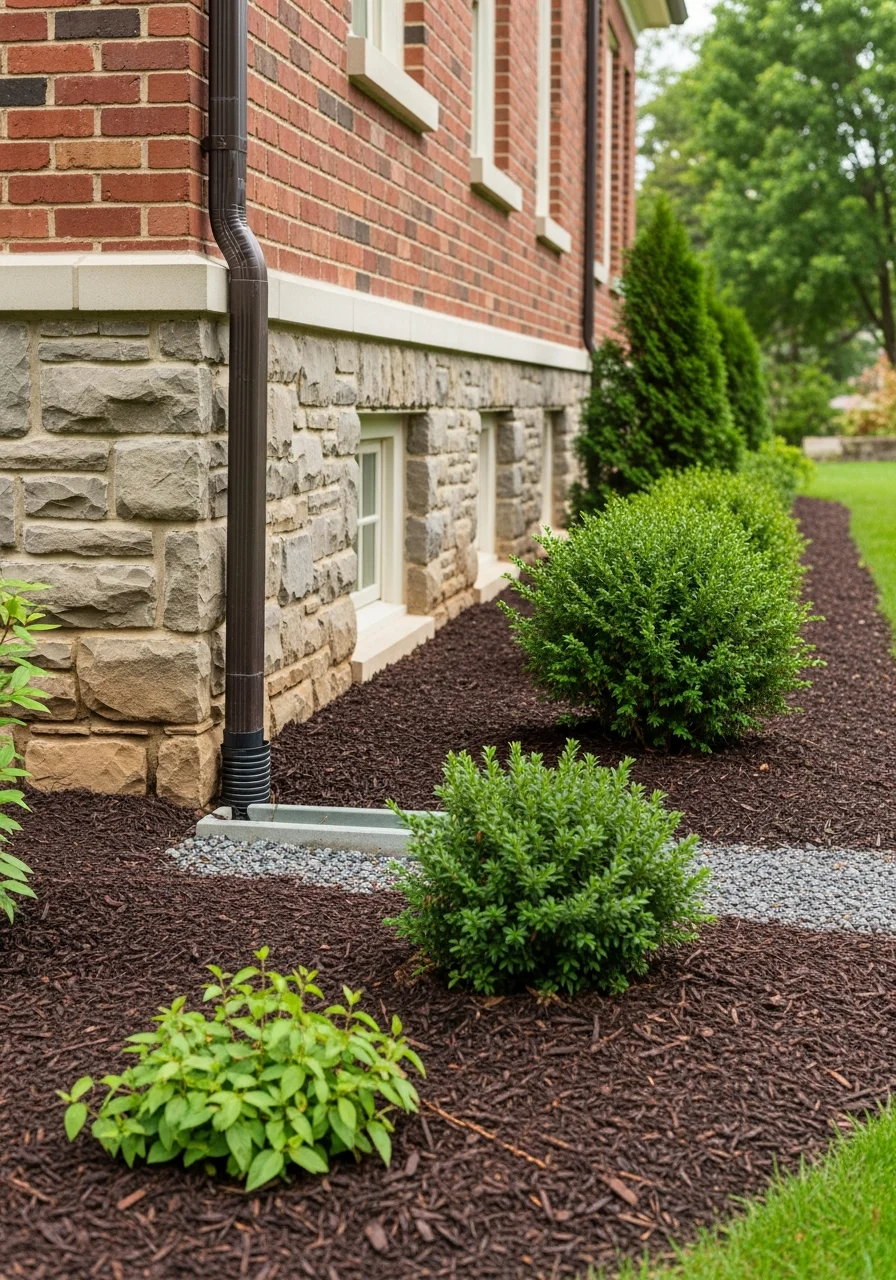 Exterior detail of a Towson home showing quality construction and landscaping.